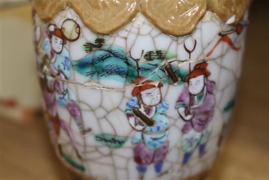 A quantity of Chinese crackle ware vases tallest 34cm